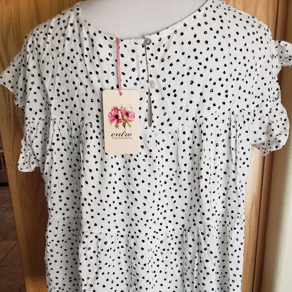Animal Dotted Tiered Babydoll Top NWT - Picture 3 of 3